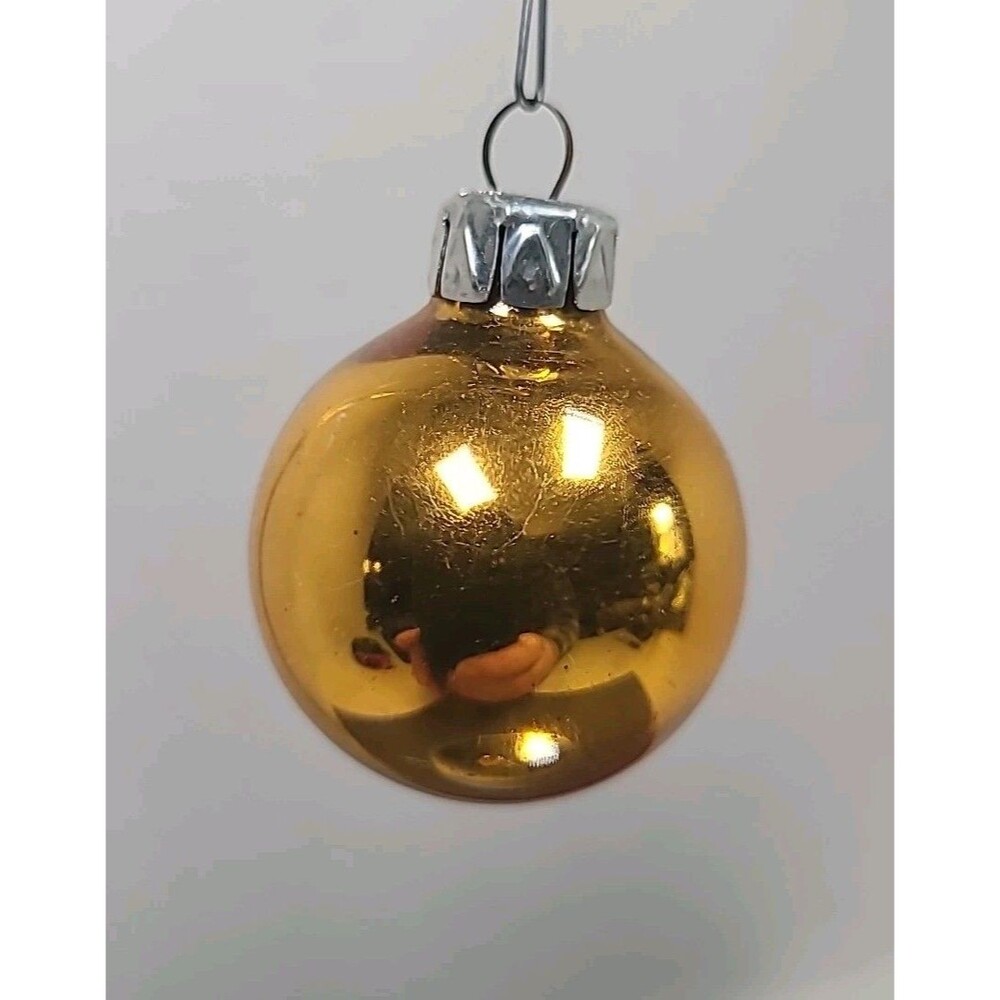 Vintage Solid gold East Germany Glass Christmas Ornament 1940's